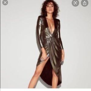 NWT Metallic Plunge Express Dress